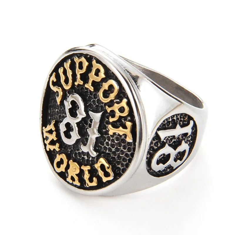 Megin D Stainless Steel Titanium Lucky Number 81 Support World Rings for Men Women Father Lover Friend Fashion Gift Jewelry Anel | Украшения