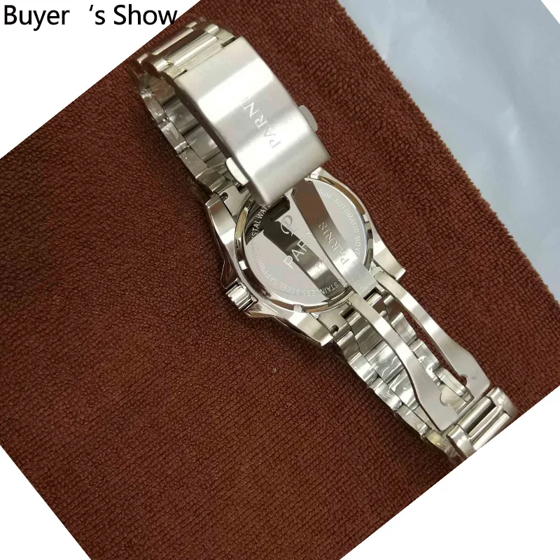 Мужские автоматические водонепроницаемые часы Parnis механические с сапфировым