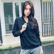 Спортивная куртка женская Свободная Повседневная С Капюшоном дышащая открытая блузка с длинными рукавами одежда для бега йоги быстросохнущая Фитнес рубашка