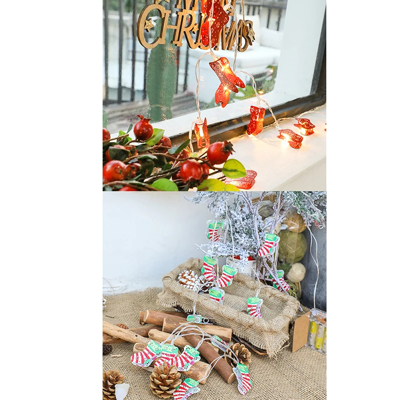 1pc Christmas Stocking LED String Light 10Leds Xmas Tree Party Room Decoration Lamp Warm white