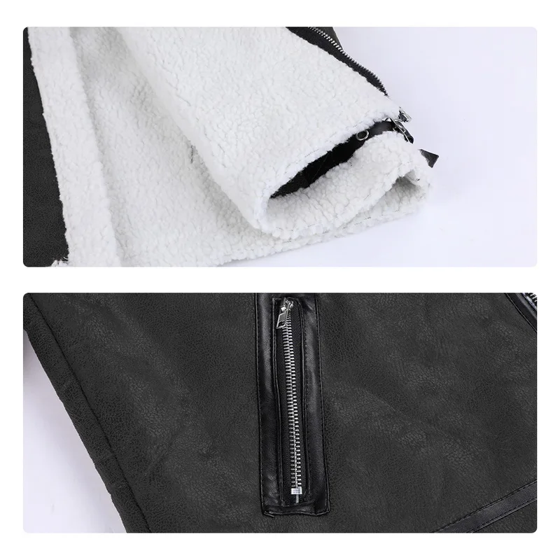 PUIMENTIUA мужские кожаные куртки, Мужская мотоциклетная куртка из искусственной кожи, деловая Повседневная Толстая теплая зимняя байкерская куртка с меховым воротником, ветрозащитное пальто
