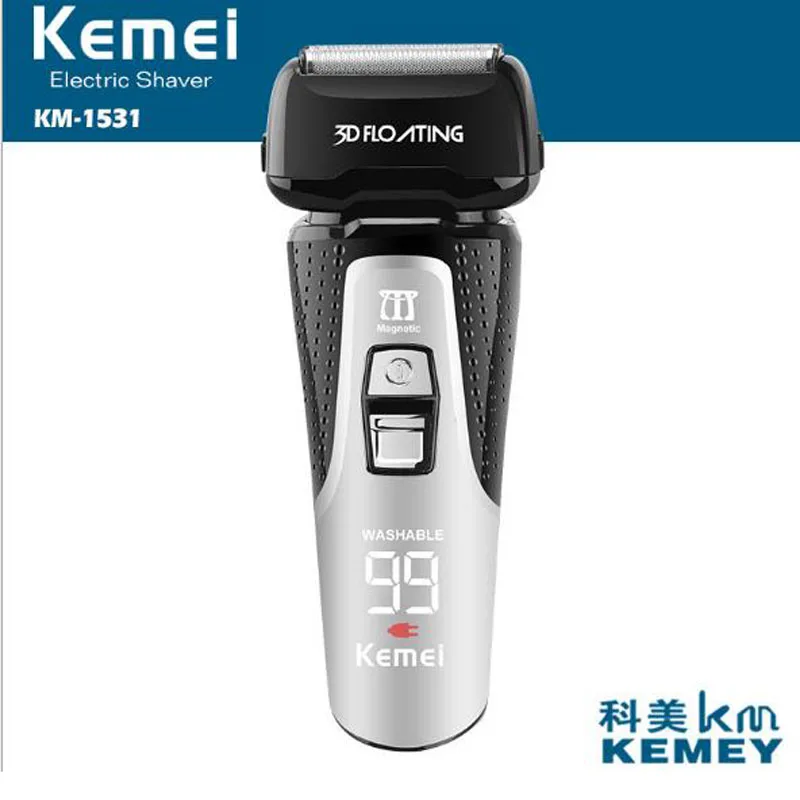 Электробритва Kemei KM-1531 электрическая бритва тройное лезвие моющийся триммер с аккумулятором для удаления волос 3d плавающая головка