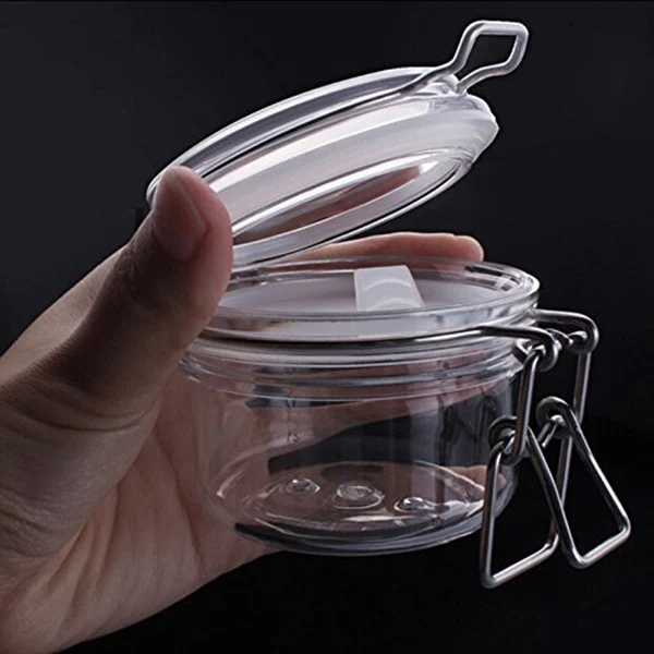 Round Clear Pet Plastic Latch Lid Air Tight Sealed Cosmetic Bottle Jars Makeup Facial Body Mask Cream Lotion Food Storage Hermet Round Clear Pet Plastic Latch Lid Air Tight Sealed Cosmetic Bottle Jars Makeup Facial Body Mask Cream Lotion Food Storage Hermet