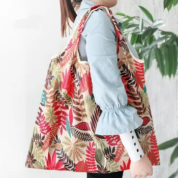 

Thick Magic style Large Tote ECO Reusable Polyester Portable Shoulder Handbag Cartoon Folding Pouch Shopping Bag Foldable