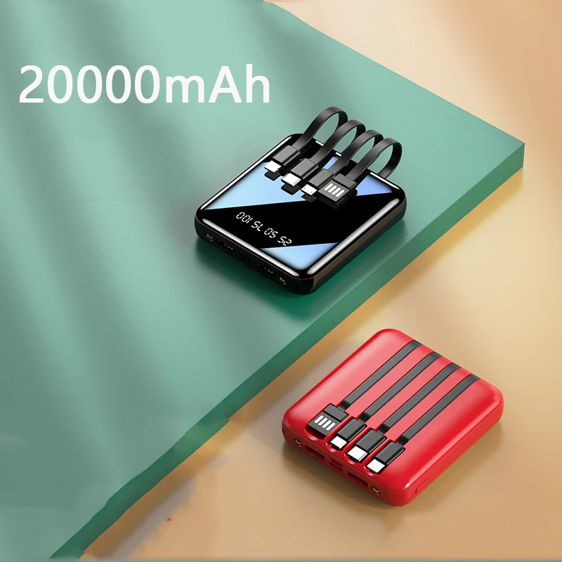 Внешний мини аккумулятор на 20000 мА · ч со встроенным кабелем для Xiaomi Mi iPhone