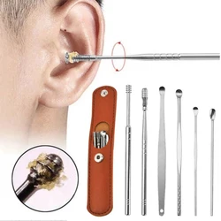 Innovative Spring Ear Wax Cleaner Tool Set with Storage Bag Ear Care  Spiral Curette Stainless Steel Ear Wax Picker Cleaner