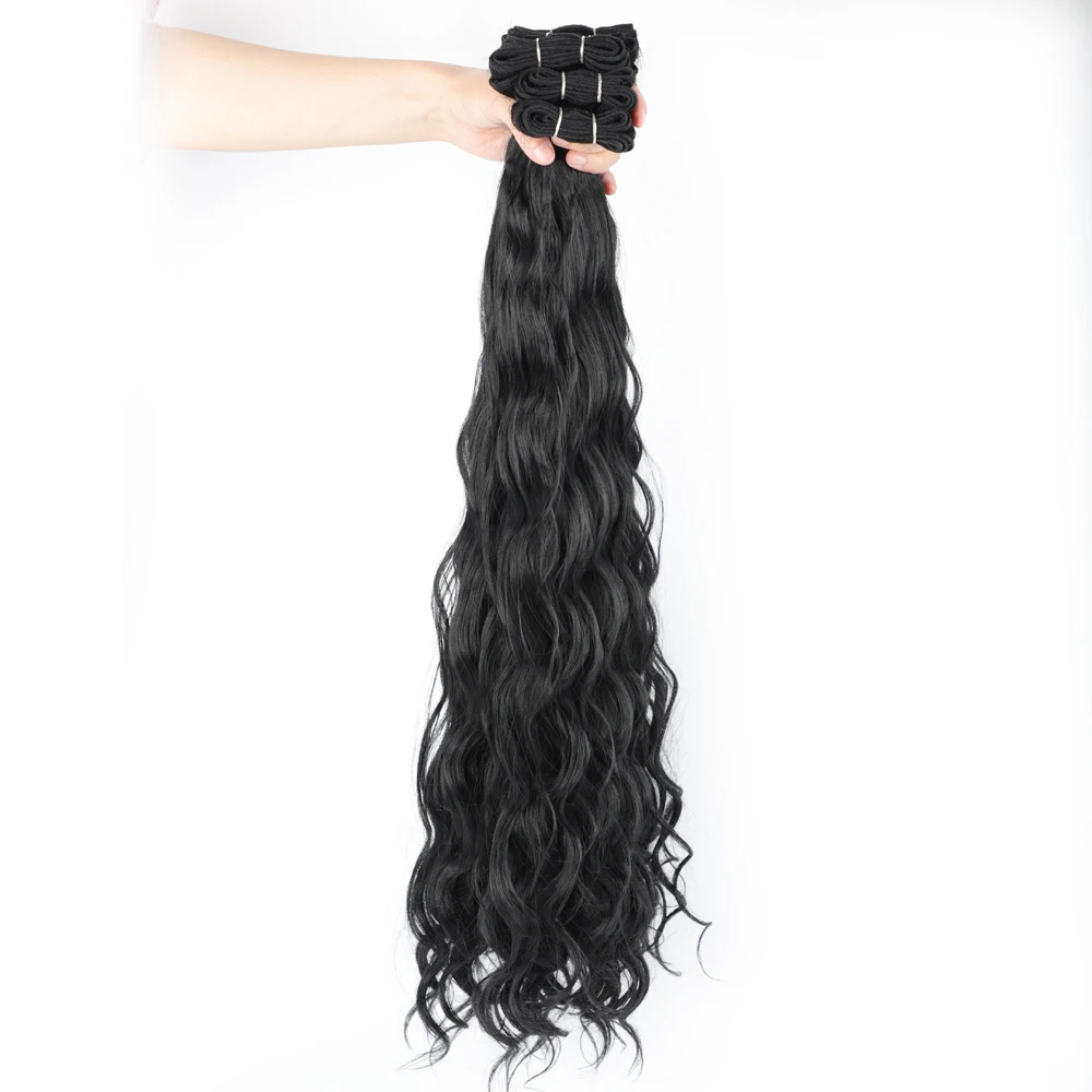 30 Inch Synthetic Curly Hair Weave Bundles Natural Color Synthetic Hair Extensions For Women Wefts African Curls
