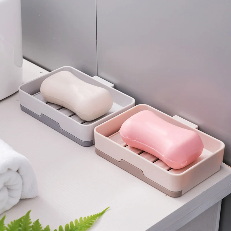 Newly Double Layer Draining Soap Holder Box Strong Sucker Soap Dish for Bathroom Kitchen XSD88