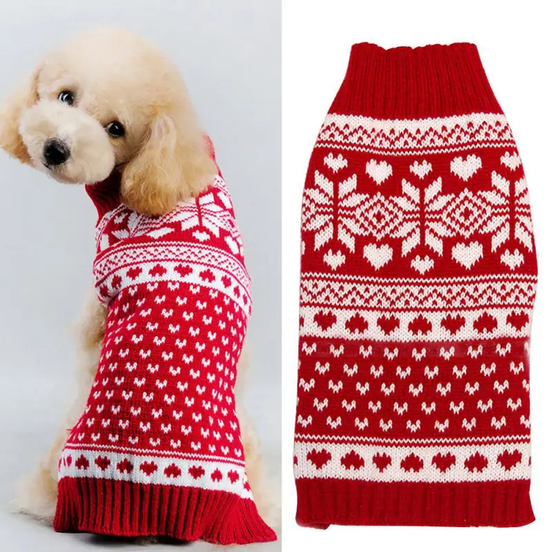 Зимняя одежда для собак свитер снежинка собака пальто Красная рождественская домашняя собака одежда Санта Клаус костюм верхняя одежда пальто для рождества Z - Цвет: Красный