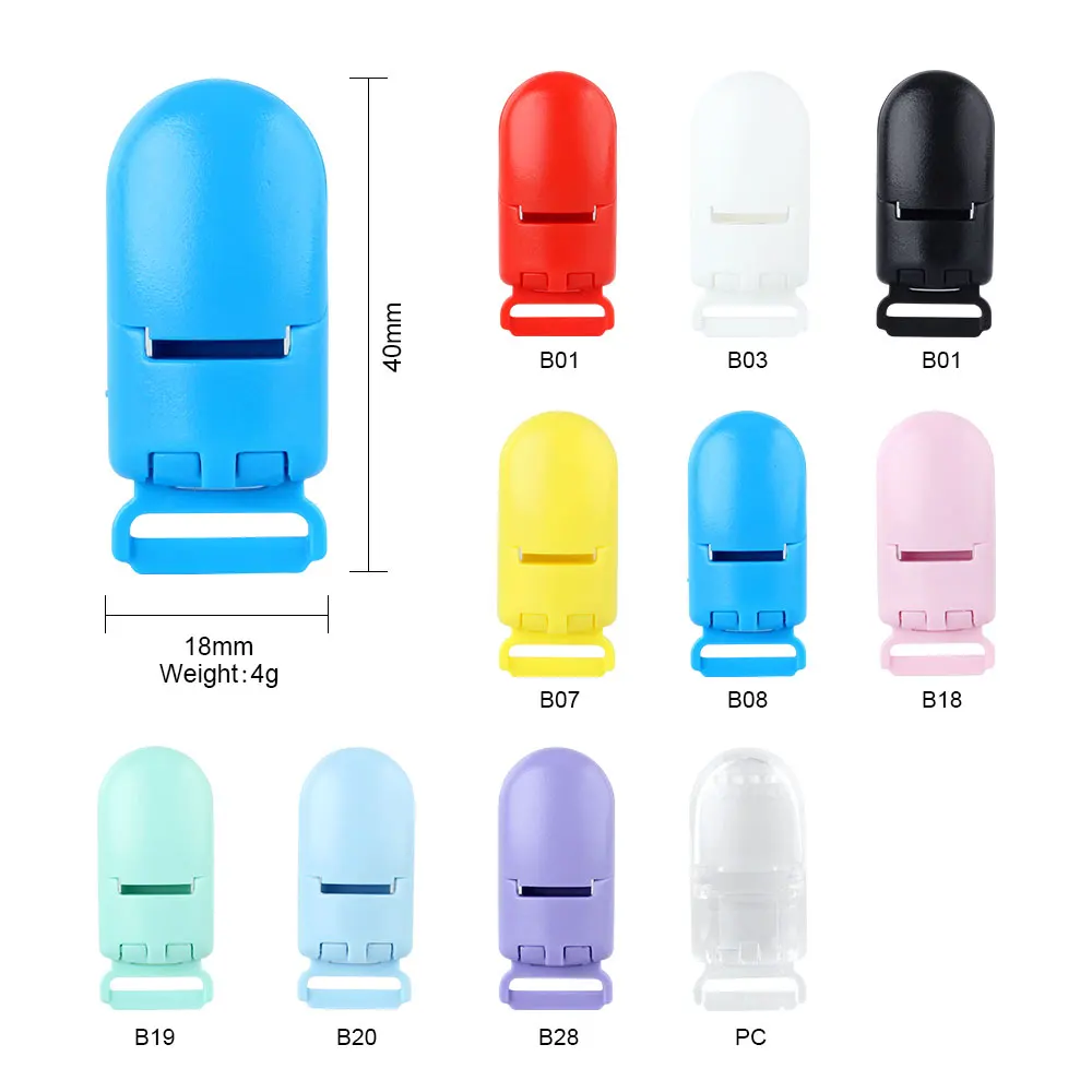 20Pcs Multicolor Plastic Baby Pacifier Clips Infant Personalized Dummy Clips Holder Soother DIY Teether Necklace Pendant Clamp
