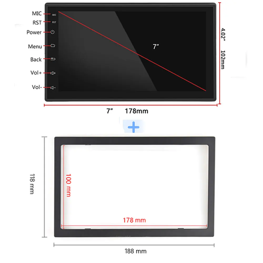  Podofo 2 Din Car radio Android Multimedia Player GPS Navigation 7