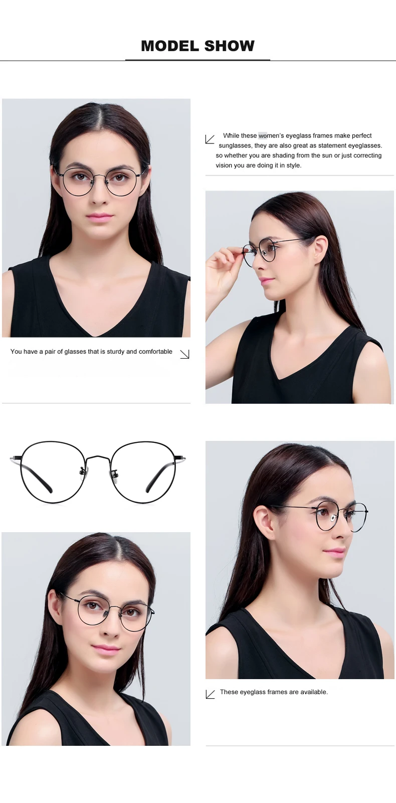 spectacles frame round glasses gold color optical eyewear frame Prescription eyeglasses computer glasses metal glasses frame