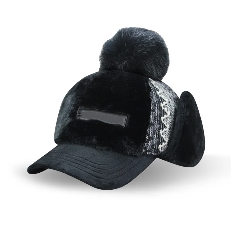 Хепберн бренд плюс толстый бархат русский хлопок необходимо шапка взрослый зимний теплый пушистый помпон шляпа Мужская/женская шапка-бомбер ушанка