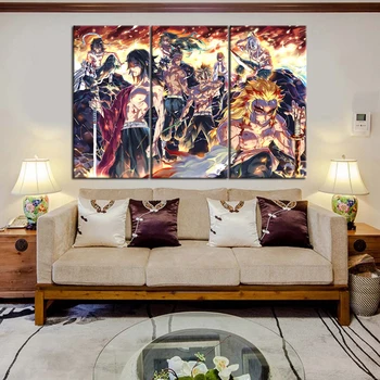 

3 Pieces Anime Poster Kamado Tanjirou Canvas art Kimetsu No Yaiba Oil Painting Living Room Decor Wall Art Paint By Numbers