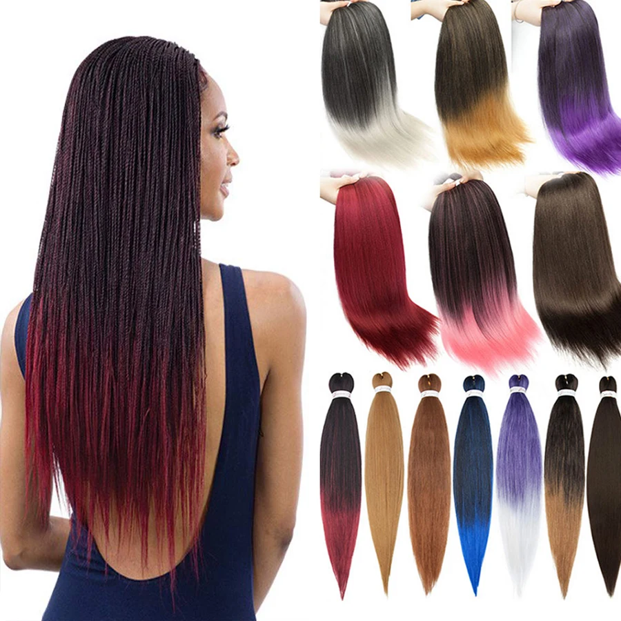 Kong Li trenzado de cabello Pre estirado sintético al por mayor de 26 pulgadas/95G Ombre trenzado de pelo para las mujeres trenzas rubia verde marrón rosa