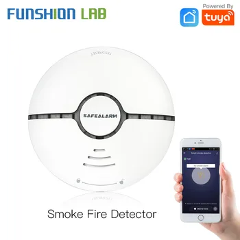 

WiFi Smart Smoke Fire Alarm Sensor Detector Home Security System Battery-powered Alarm Wireless Smart Life Tuya App Control