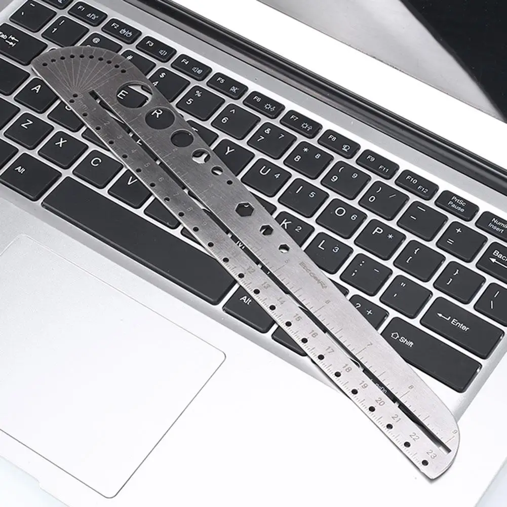 Outdoor Ruler 26.8CM Tool Portable Shooting Silver Metal Iron Hiking Measurement Durable Rulers Journal Camping Large Size