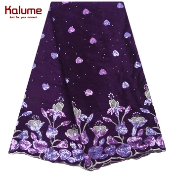 

Kalume Red Velvet African Lace Fabric Sequins Nigerian Velvet Lace Fabric With Sequins French Lace Fabric For Party Sews F2014