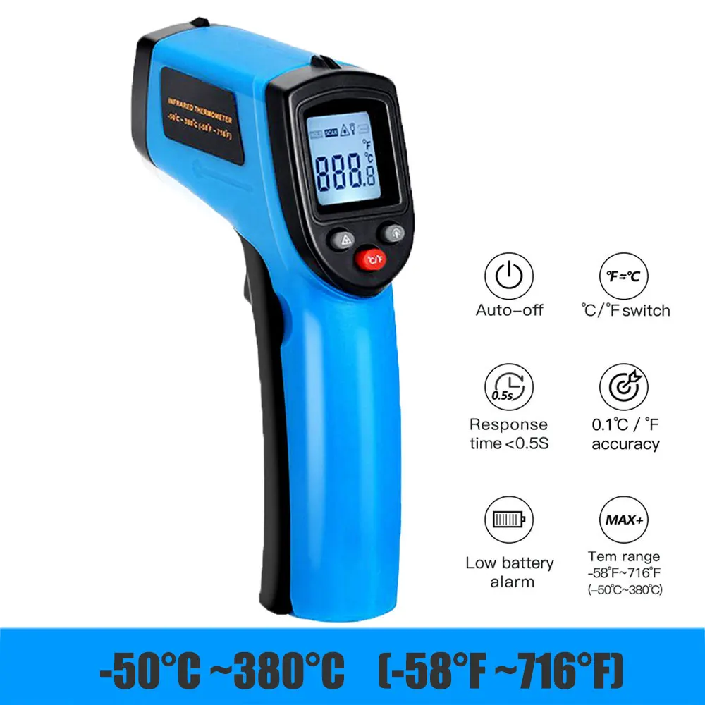GM320 blue Anpro Бесконтактный лазерный ЖК-дисплей ИК инфракрасный цифровой C/F выбор температуры поверхности термометр пирометр Imager - Цвет: GM320 blue