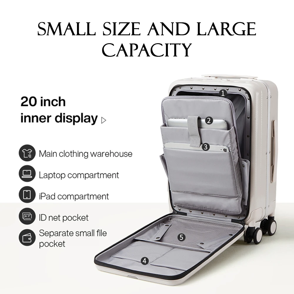 Hanke Carry On Suitcase Aesthetic Design 7mm Aluminum Frame Rolling Luggage Boarding Cabin PC Spinner Wheel TSA Lock 18