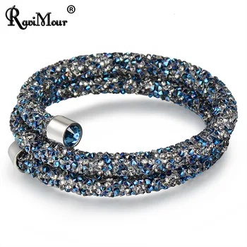 

RAVIMOUR Trendy Strand Bracelet for Women Men Jewelry Crystal Charms Bracelets & Bangles Costume Cuff Wristband Bijoux Femme New