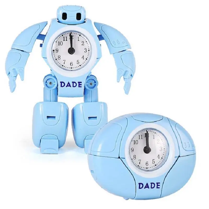New Cartoon Alarm Clock Transform Robot Time Clock Creative Students