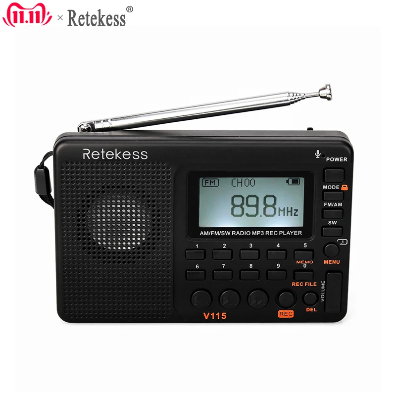 Радиоприемник RETEKESS V115 FM радио AM SW карманный приемник коротковолновый транзистор