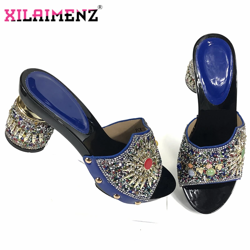 

Royal Blue Color Classing Style and New Arriival Peep Toe African Party Shoes without Bag Special Heels for Wedding