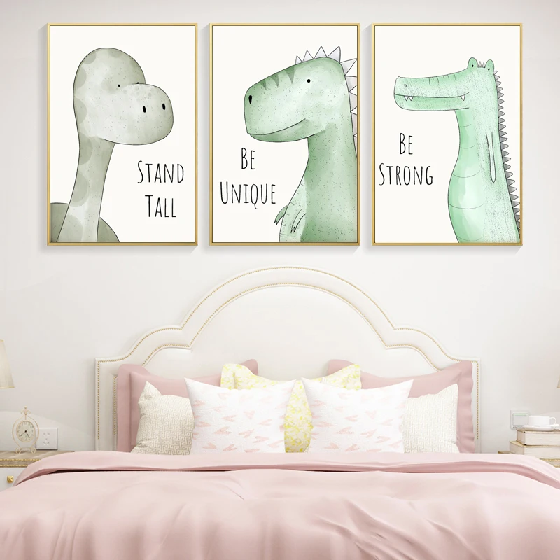 Cute-Cartoon-Animal-Dinosaur-Pictures-Be-Brave-Be-Strong-Letters-Kid-s-Room-Kindergarten-Canvas-Painting (4)
