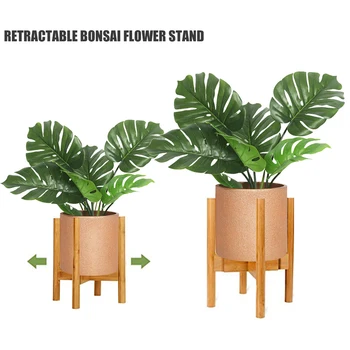 

1 Pcs Retractable Wooden Flower Stand Floor Flower Pot High Quality Simple Wooden Telescopic Bonsai Storage Rack