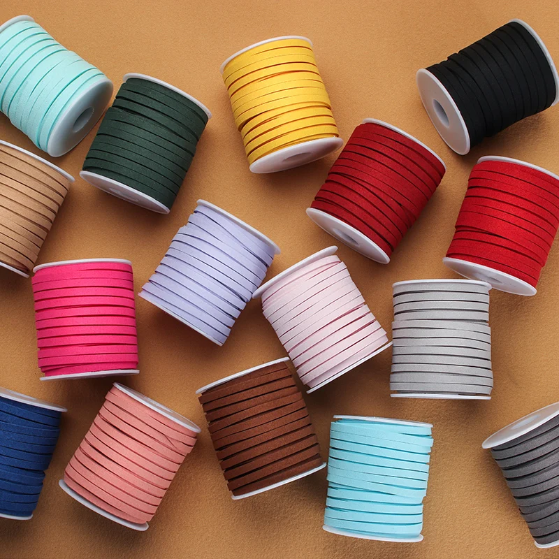 5MM 5yards 19colors Flat Faux Suede Braided Cord Belt Leather Korean Velvet Leather Jewelry Making Diy Handmade Bracelet
