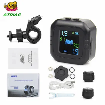 

Wireless LCD Motorcycle Tire Pressure Monitoring System TPMS 2External Sensor Realtime Monitor Abnormal Alarm Moto Tyre Tool PSI