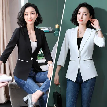 

2019 Summer Suit Female Temperament Small Xiangfeng Lady Suit Interview Positive Pack Solid Color Occupation Pack