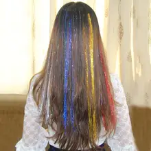Блестящие Блестки для волос, блестящие накладные волосы, пластиковые пряди для наращивания синтетических волос, для выступлений, свадеб, фотографий