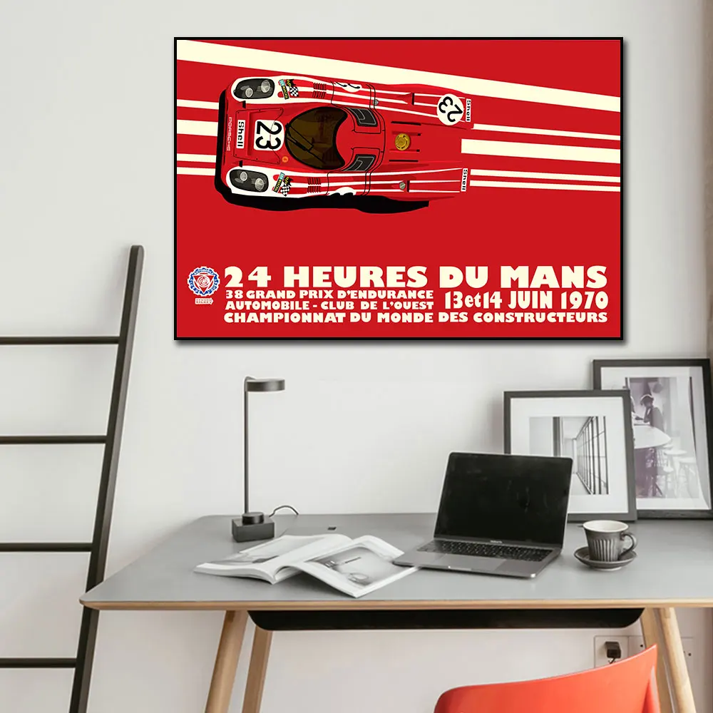 24 часа от Le Mans 1971 1970 на холсте печатный плакат Автомобильная Настенная картина