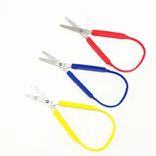 Tesoura de laço para crianças adolescentes adultos colorido looped, mini fácil aperto scissor design adaptativo de corte para mãos pequenas, 8 polegadas