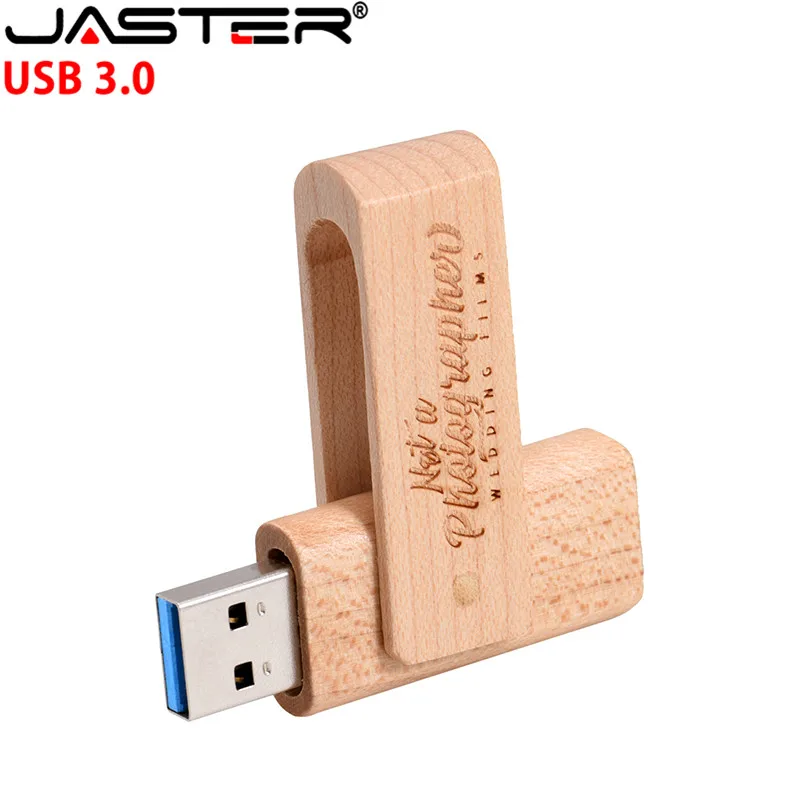 Jaster-madeira Rotary Usb Flash Drive Usb 3.0 Logotipo de Gravação a Laser Memory Stick Personalizado 4gb 8gb 16gb 32gb Presente - Imagem 2