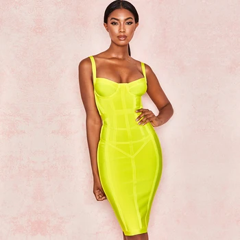 

2019 Dress Sexy Celebrity Backless Spaghetti Strap Pink Women Sleeveless Bandage Strapless Night Club Body con Dresses Wholesale