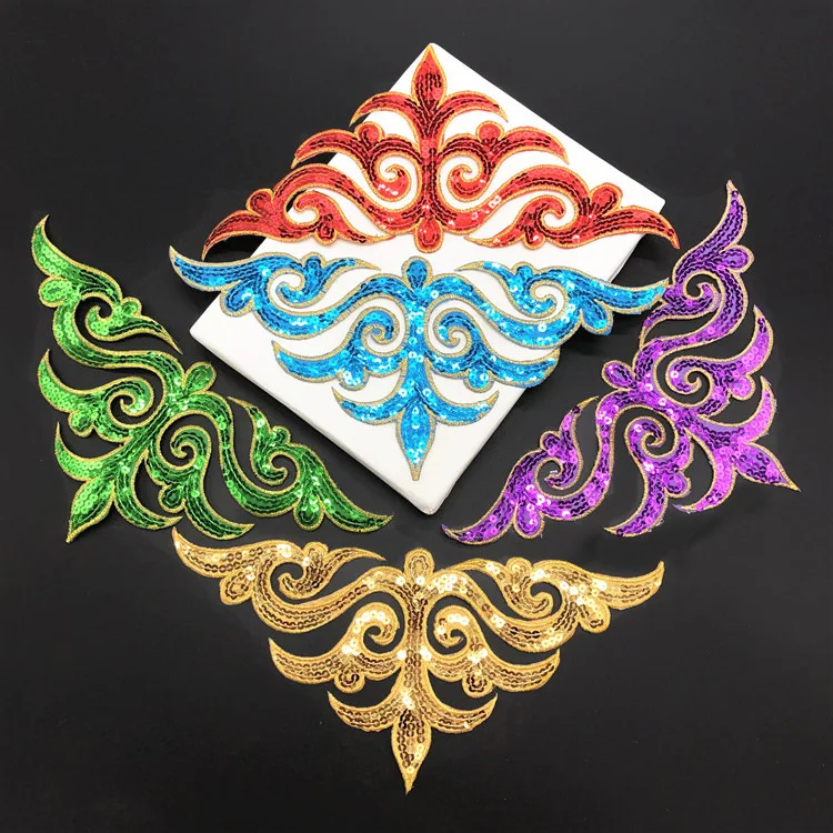 

5pc Sequins vintage pattern embroidery cloth stickers Clothes decoration accessories patch stickers Ironing adhesive applique
