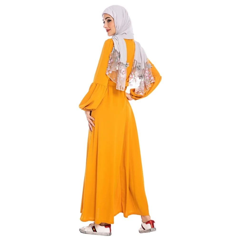 Elegnat мусульманская вышивка abaya Макси длинное платье, Роба платья кимоно Рамадан Eid Исламская, молитвенная Tesettur Elbise поклонение услуги