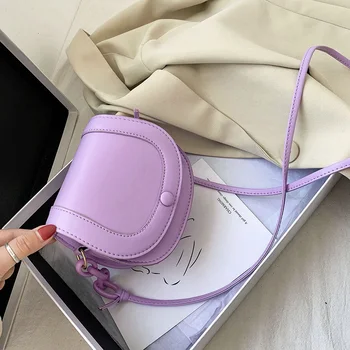 

Solid Female Saddle Bags Retro Women PU Leather Shoulder Crossbody Bag Light Wild Simple Female Daily Messenger Bag