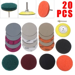 Disques de ponçage pour disque de polissage, roue de ponçage pour bois, ensembles de papier de ponçage pour phares de voiture, Kits de papier de verre de polissage et de restauration, 20 pièces 