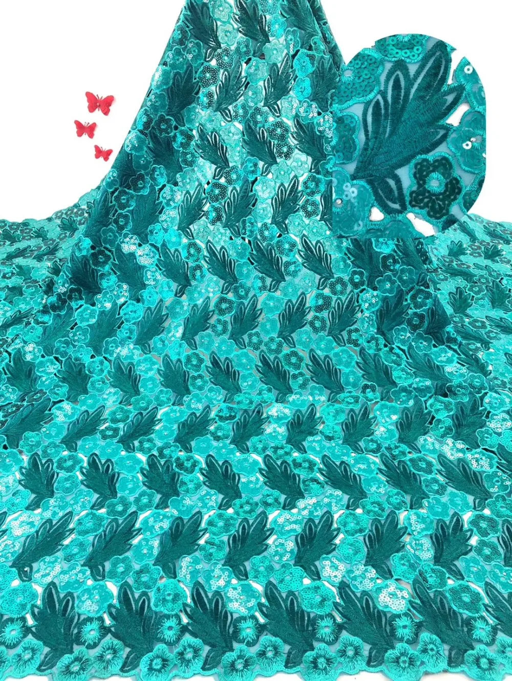 

Organza French Nigerian Sequins Lace Fabric 2019 High Quality African Lace Fabric Wedding French Tulle Lace For Dress