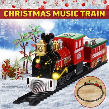 

Christmas Musical Light Train Trees Box Carriage Kid Toy Ornament Decor Gift Light Music Toy Set