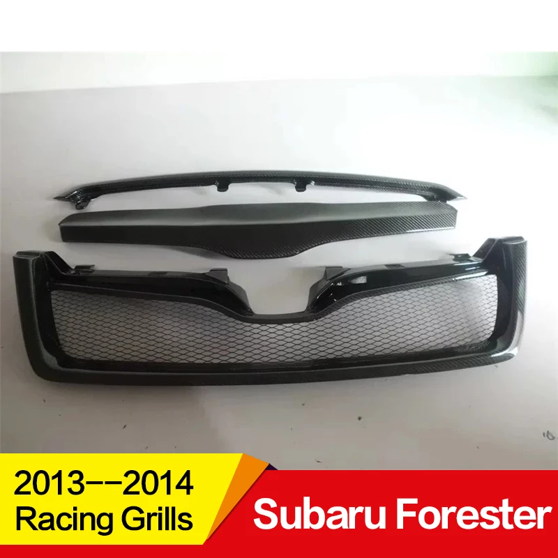 Использование для Subaru Forester Racing Grills 2013 год углеродное волокно рефитт Передняя Центральная гоночная решетка крышка аксессуары