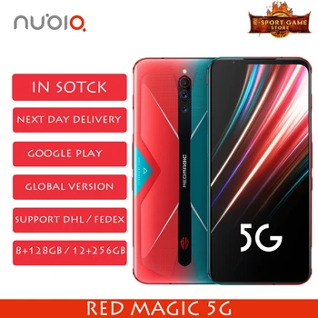 Перейти на Алиэкспресс и купить 2020 Новый Nubia Red Magic 5G глобальная версия игрового телефона Snapdragon 865 8/12 ГБ ОЗУ 128/256 Гб ПЗУ 144 Гц Частота обновления смартфона