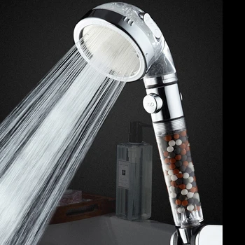 

1 pcs Shower Head Hand Shower adjustable 3 modes high pressure shower head Saving water Bathroom Anion Filter Shower SPA Nozzle