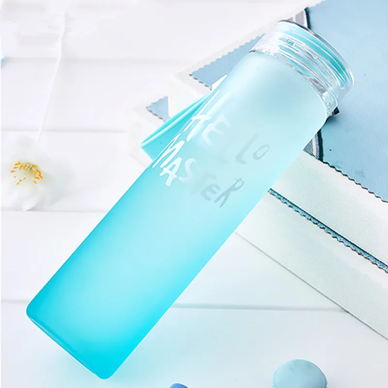 500 мл новая матовая пластиковая бутылка для воды, портативная цветная градиентная бутылка для фруктового сока, Герметичная Бутылка для спорта на открытом воздухе, путешествий, кемпинга