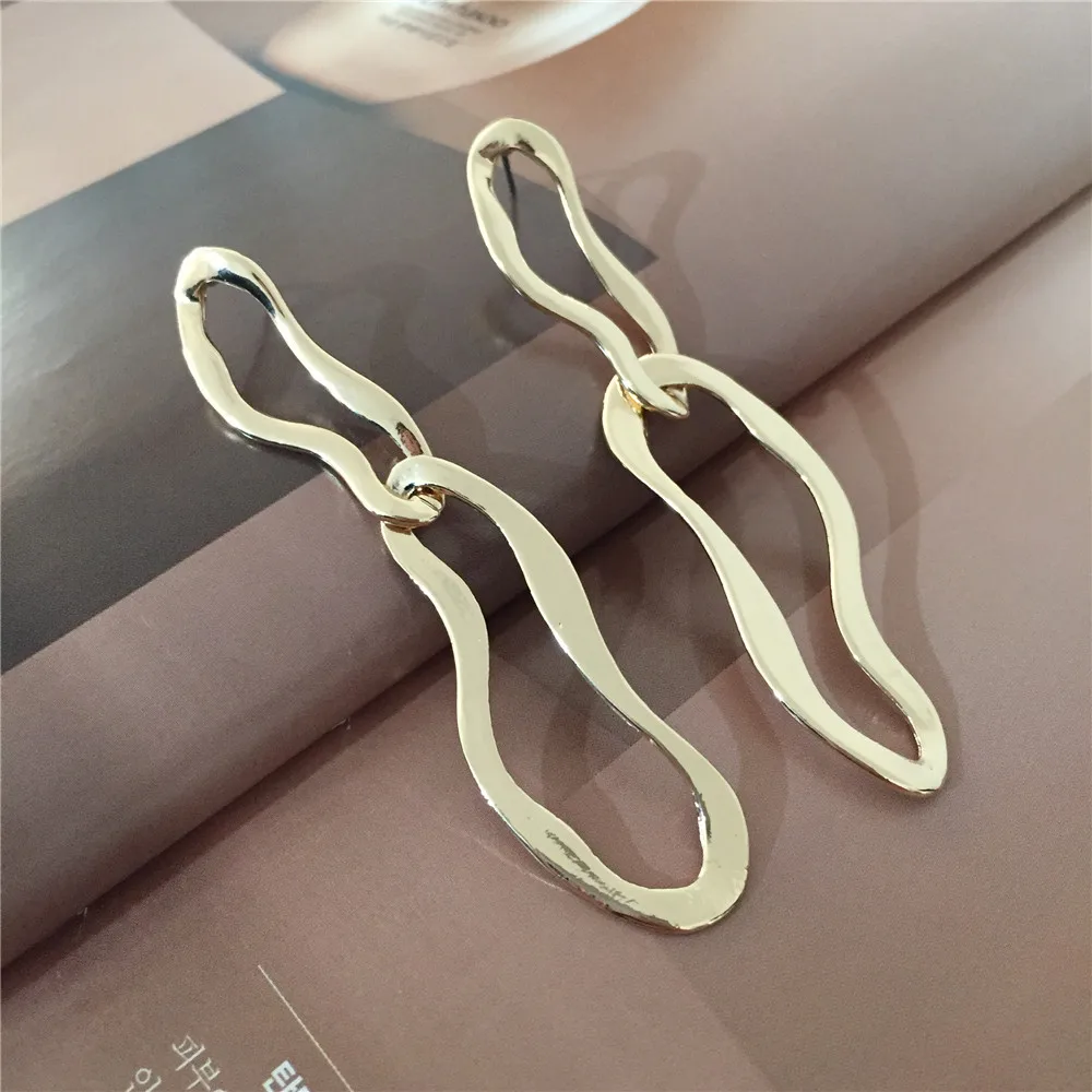 High Class Shiny Gold Irregular Circle Linked Drop Earrings For Women Girl Dainty Gift Daily Jewelry Classic Bohemia Vintage | Украшения и
