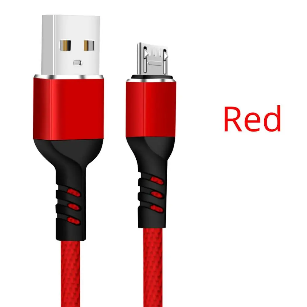 ANKNDO Micro USB кабель Quick Charge 3A Android тканевый плетеный кабель для передачи данных 1 м 2 м USB ЗУ для мобильного телефона Быстрая зарядка мягкий провод - Цвет: Red USB Cable